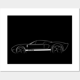 Ford GT - profile stencil, white Posters and Art